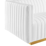 Modway Furniture Conjure Channel Tufted Performance Velvet Sofa XRXT Gold White EEI-5843-GLD-WHI