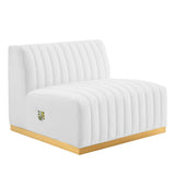 Modway Furniture Conjure Channel Tufted Performance Velvet Sofa XRXT Gold White EEI-5843-GLD-WHI