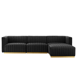 Modway Furniture Conjure Channel Tufted Performance Velvet 4-Piece Sectional XRXT Gold Black EEI-5844-GLD-BLK