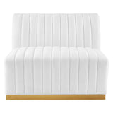Modway Furniture Conjure Channel Tufted Performance Velvet 6-Piece Sectional XRXT Gold White EEI-5846-GLD-WHI