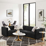 Modway Furniture Conjure Channel Tufted Performance Velvet 4-Piece Sectional XRXT Gold Black EEI-5847-GLD-BLK