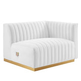 Modway Furniture Conjure Channel Tufted Performance Velvet 4-Piece Sectional XRXT Gold White EEI-5847-GLD-WHI