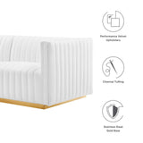 Modway Furniture Conjure Channel Tufted Performance Velvet 4-Piece Sectional XRXT Gold White EEI-5847-GLD-WHI