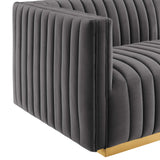 Modway Furniture Conjure Channel Tufted Performance Velvet 4-Piece Sectional XRXT Gold Gray EEI-5848-GLD-GRY