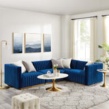 Modway Furniture Conjure Channel Tufted Performance Velvet 4-Piece Sectional XRXT Gold Navy EEI-5848-GLD-NAV
