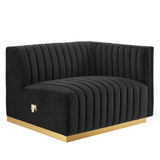 Modway Furniture Conjure Channel Tufted Performance Velvet 5-Piece Sectional XRXT Gold Black EEI-5849-GLD-BLK