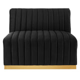Modway Furniture Conjure Channel Tufted Performance Velvet 5-Piece Sectional XRXT Gold Black EEI-5849-GLD-BLK