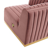 Modway Furniture Conjure Channel Tufted Performance Velvet 5-Piece Sectional XRXT Gold Dusty Rose EEI-5849-GLD-DUS