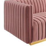 Modway Furniture Conjure Channel Tufted Performance Velvet 5-Piece Sectional XRXT Gold Dusty Rose EEI-5849-GLD-DUS