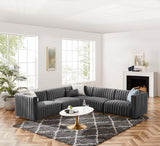 Modway Furniture Conjure Channel Tufted Performance Velvet 5-Piece Sectional XRXT Gold Gray EEI-5849-GLD-GRY