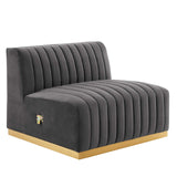 Modway Furniture Conjure Channel Tufted Performance Velvet 5-Piece Sectional XRXT Gold Gray EEI-5849-GLD-GRY