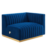 Modway Furniture Conjure Channel Tufted Performance Velvet 5-Piece Sectional XRXT Gold Navy EEI-5849-GLD-NAV