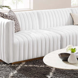 Modway Furniture Conjure Channel Tufted Performance Velvet 5-Piece Sectional XRXT Gold White EEI-5849-GLD-WHI