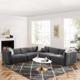 Modway Furniture Conjure Channel Tufted Performance Velvet 5-Piece Sectional XRXT Gold Gray EEI-5850-GLD-GRY