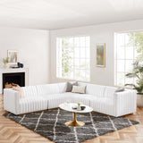 Modway Furniture Conjure Channel Tufted Performance Velvet 5-Piece Sectional XRXT Gold White EEI-5850-GLD-WHI