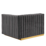 Modway Furniture Conjure Channel Tufted Performance Velvet 6-Piece U-Shaped Sectional XRXT Gold Gray EEI-5851-GLD-GRY
