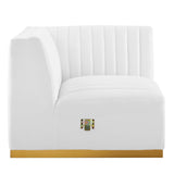 Modway Furniture Conjure Channel Tufted Performance Velvet 6-Piece U-Shaped Sectional XRXT Gold White EEI-5851-GLD-WHI