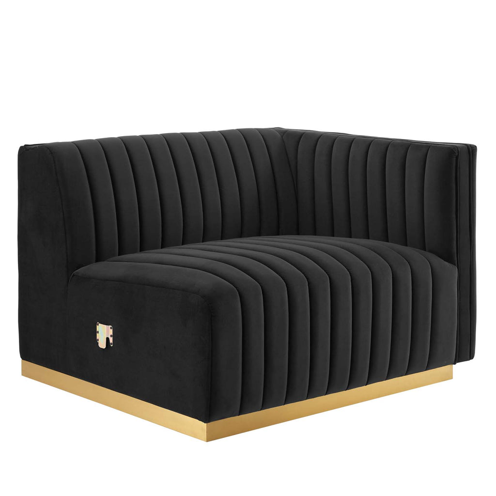 Modway Furniture Conjure Channel Tufted Performance Velvet 5-Piece Sectional XRXT Gold Black EEI-5853-GLD-BLK