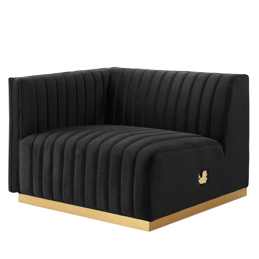 Modway Furniture Conjure Channel Tufted Performance Velvet 5-Piece Sectional XRXT Gold Black EEI-5853-GLD-BLK