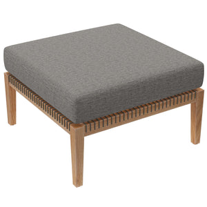 Modway Furniture Clearwater Outdoor Patio Teak Wood Ottoman 0423 Gray Graphite EEI-5854-GRY-GPH