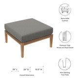 Modway Furniture Clearwater Outdoor Patio Teak Wood Ottoman 0423 Gray Graphite EEI-5854-GRY-GPH