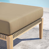 Modway Furniture Clearwater Outdoor Patio Teak Wood Ottoman 0423 Gray Light Brown EEI-5854-GRY-LBR