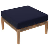 Modway Furniture Clearwater Outdoor Patio Teak Wood Ottoman 0423 Gray Navy EEI-5854-GRY-NAV