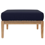 Modway Furniture Clearwater Outdoor Patio Teak Wood Ottoman 0423 Gray Navy EEI-5854-GRY-NAV