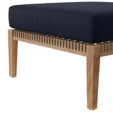 Modway Furniture Clearwater Outdoor Patio Teak Wood Ottoman 0423 Gray Navy EEI-5854-GRY-NAV