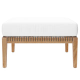 Modway Furniture Clearwater Outdoor Patio Teak Wood Ottoman 0423 Gray White EEI-5854-GRY-WHI