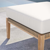 Modway Furniture Clearwater Outdoor Patio Teak Wood Ottoman 0423 Gray White EEI-5854-GRY-WHI