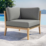 Modway Furniture Clearwater Outdoor Patio Teak Wood Corner Chair 0423 Gray Graphite EEI-5855-GRY-GPH