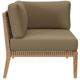 Modway Furniture Clearwater Outdoor Patio Teak Wood Corner Chair 0423 Gray Light Brown EEI-5855-GRY-LBR