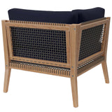 Modway Furniture Clearwater Outdoor Patio Teak Wood Corner Chair 0423 Gray Navy EEI-5855-GRY-NAV