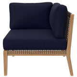 Modway Furniture Clearwater Outdoor Patio Teak Wood Corner Chair 0423 Gray Navy EEI-5855-GRY-NAV