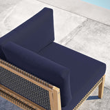 Modway Furniture Clearwater Outdoor Patio Teak Wood Corner Chair 0423 Gray Navy EEI-5855-GRY-NAV