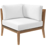 Modway Furniture Clearwater Outdoor Patio Teak Wood Corner Chair 0423 Gray White EEI-5855-GRY-WHI