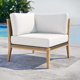 Modway Furniture Clearwater Outdoor Patio Teak Wood Corner Chair 0423 Gray White EEI-5855-GRY-WHI