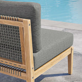 Modway Furniture Clearwater Outdoor Patio Teak Wood Armless Chair 0423 Gray Graphite EEI-5856-GRY-GPH