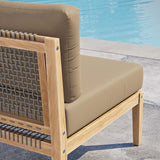 Modway Furniture Clearwater Outdoor Patio Teak Wood Armless Chair 0423 Gray Light Brown EEI-5856-GRY-LBR
