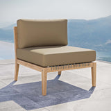 Modway Furniture Clearwater Outdoor Patio Teak Wood Armless Chair 0423 Gray Light Brown EEI-5856-GRY-LBR