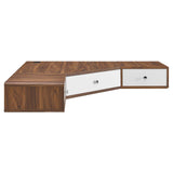 Modway Furniture Transmit 47" Wall Mount Corner Walnut Office Desk XRXT Walnut White EEI-5862-WAL-WHI