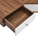 Modway Furniture Transmit 47" Wall Mount Corner Walnut Office Desk XRXT Walnut White EEI-5862-WAL-WHI