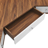 Modway Furniture Transmit 47" Wall Mount Corner Walnut Office Desk XRXT Walnut White EEI-5862-WAL-WHI