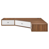 Modway Furniture Transmit 47" Wall Mount Corner Walnut Office Desk XRXT Walnut White EEI-5862-WAL-WHI