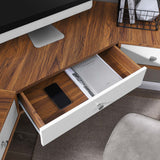 Modway Furniture Transmit 47" Wall Mount Corner Walnut Office Desk XRXT Walnut White EEI-5862-WAL-WHI