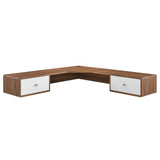 Modway Furniture Transmit 55" Wall Mount Corner Wood Office Desk XRXT Walnut White EEI-5863-WAL-WHI