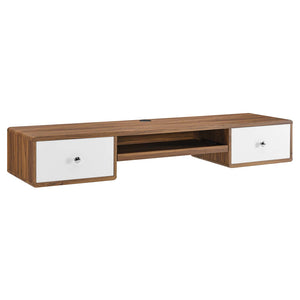 Modway Furniture Transmit 60" Wall Mount Wood Office Desk XRXT Walnut White EEI-5864-WAL-WHI