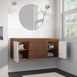 Modway Furniture Render 48" Wall-Mount Bathroom Vanity Cabinet XRXT White Walnut EEI-5866-WHI-WAL
