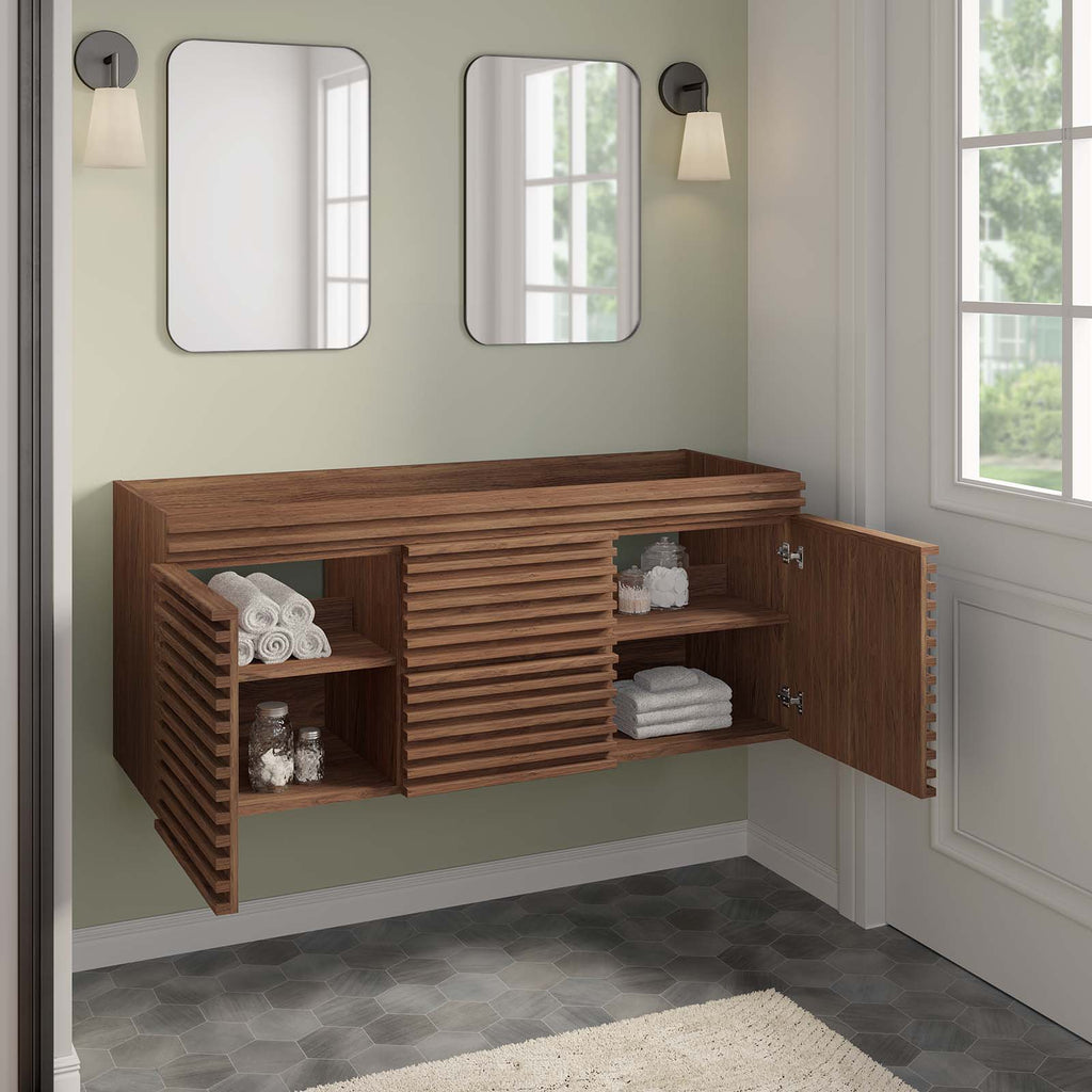 Modway Furniture Render 48" Wall-Mount Bathroom Vanity Cabinet XRXT Walnut EEI-5867-WAL